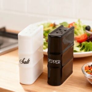 {NEW] Black and White Salt and Pepper Shakers Ceramic